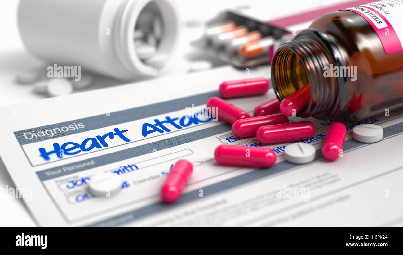 Heart Attack - Phrase in Disease Extract. 3D Illustration. Stock Photo