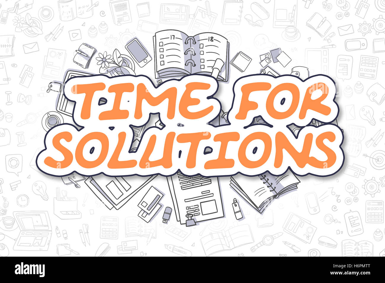 Time For Solutions - Cartoon Orange Text. Business Concept. Stock Photo