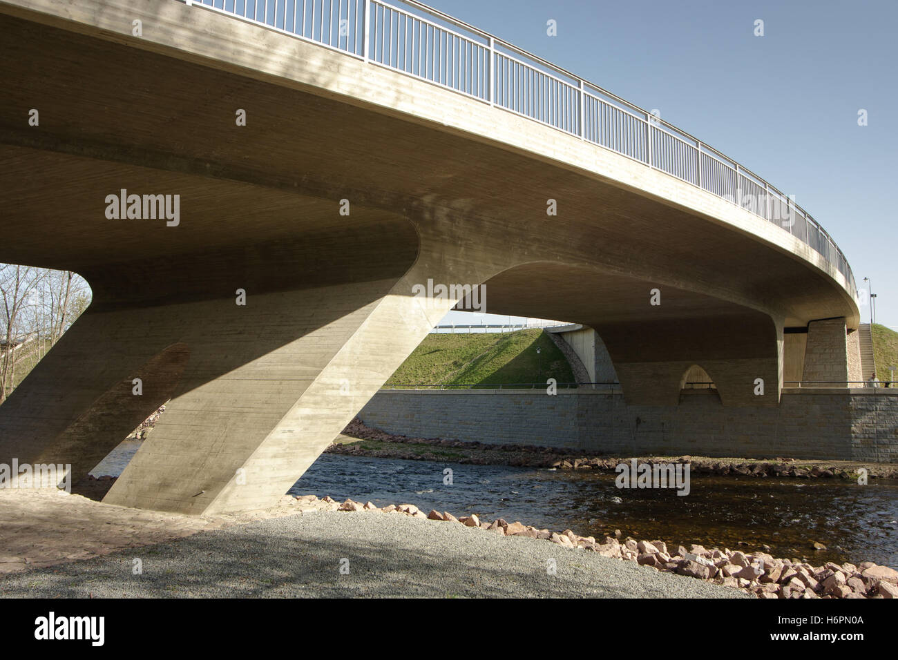 bridge stream bridge stream resin bank river water shore bauwerk betonbrucke bode bodebrucke boschung fliuÃŸbett bauwerk Stock Photo