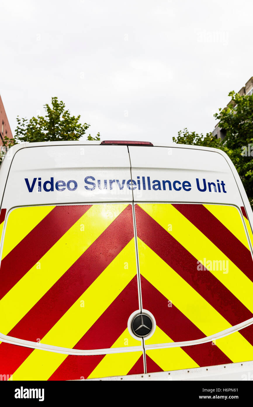 Video surveillance unit van security spying surveying vehicle back