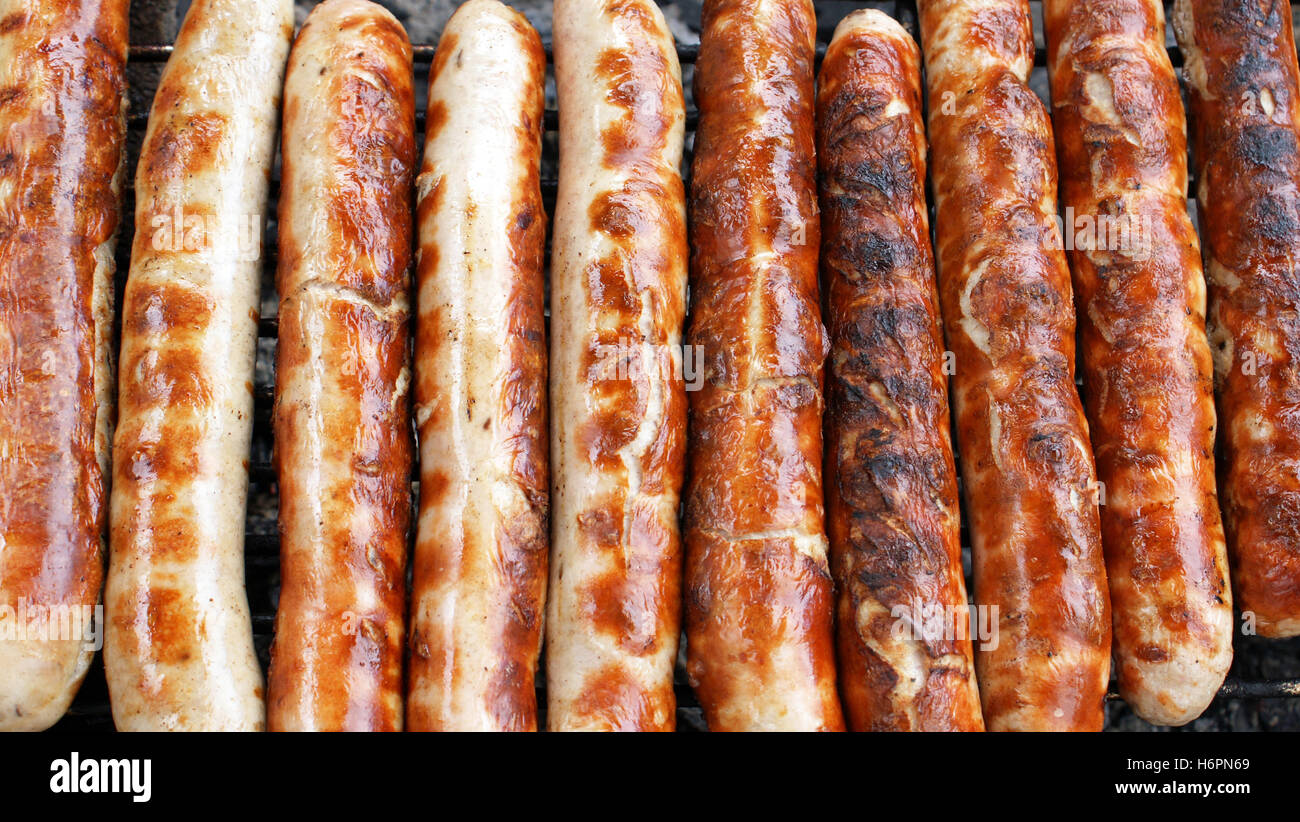 thuringian sausages - grilled sausages Stock Photo - Alamy