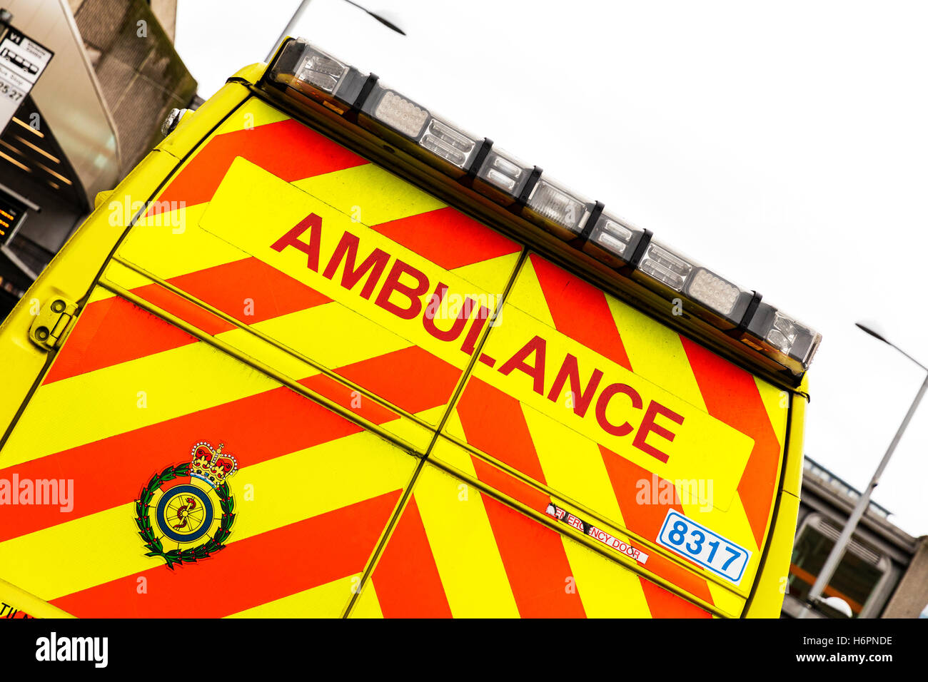 Ambulance van vehicle rear back doors vehicles sign name word vans Stock  Photo - Alamy