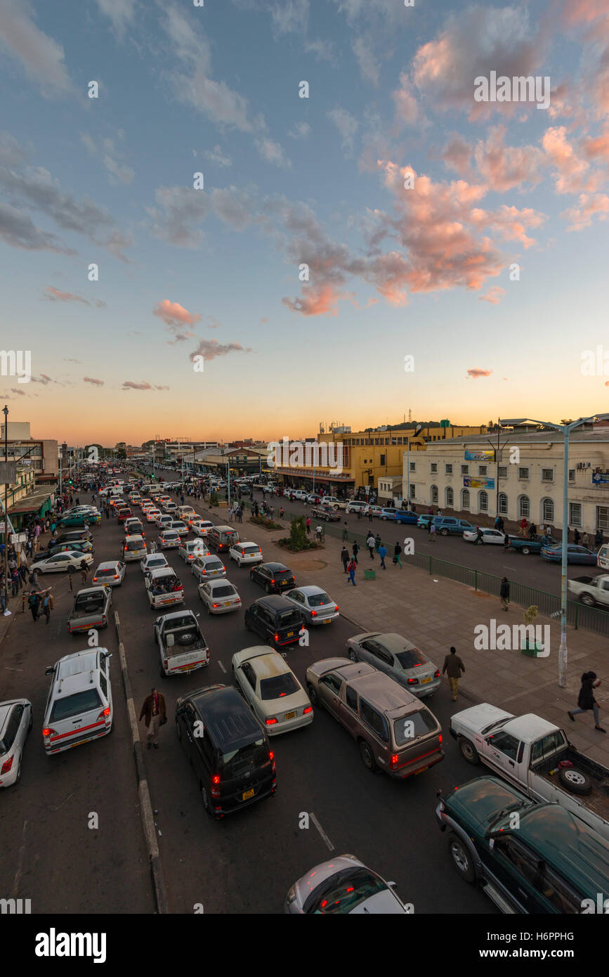 Harare Zimbabwe CBD city center busy street scene Stock Photo - Alamy