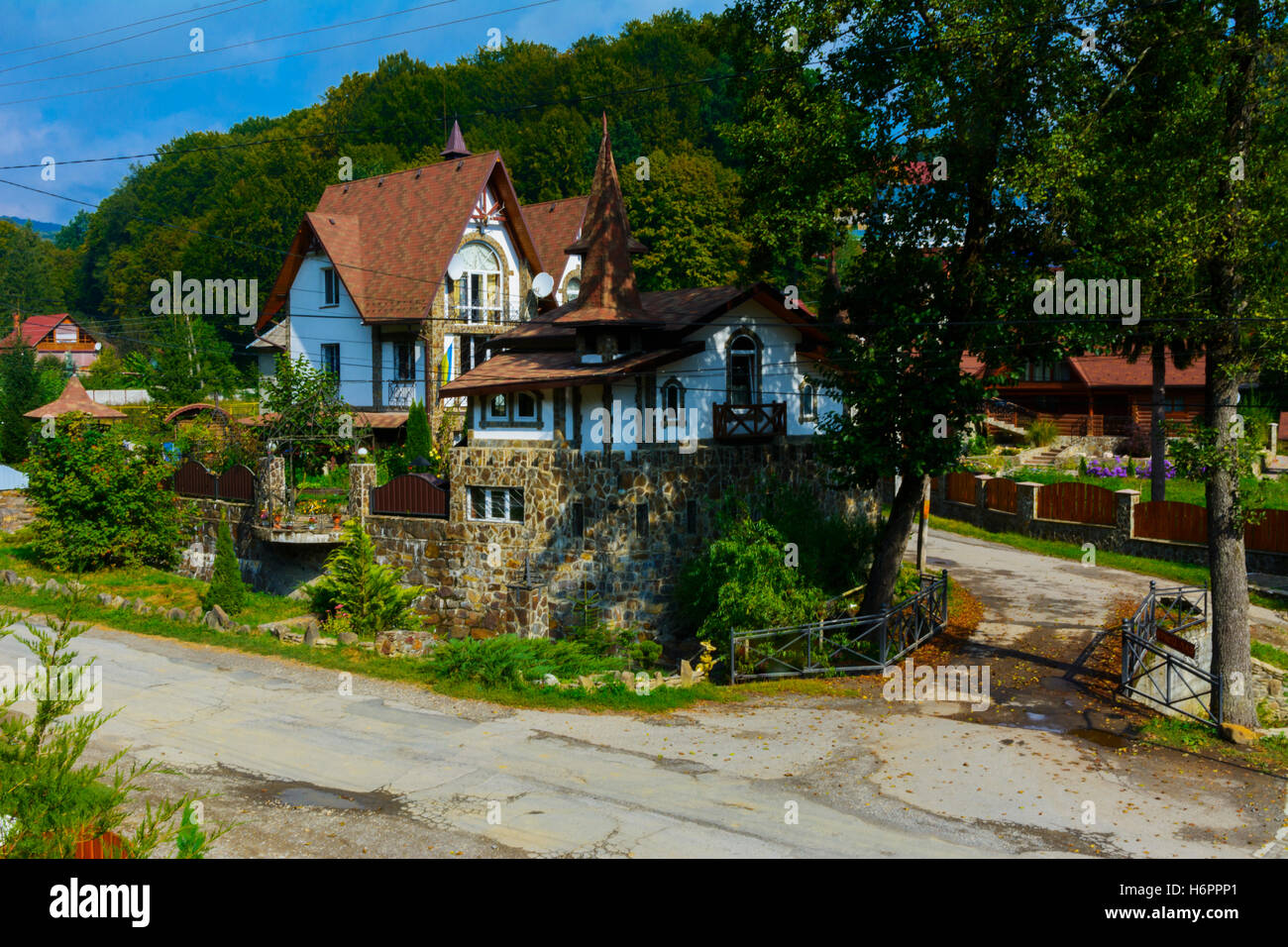 Residential private house in the mountain village Stock Photo - Alamy
