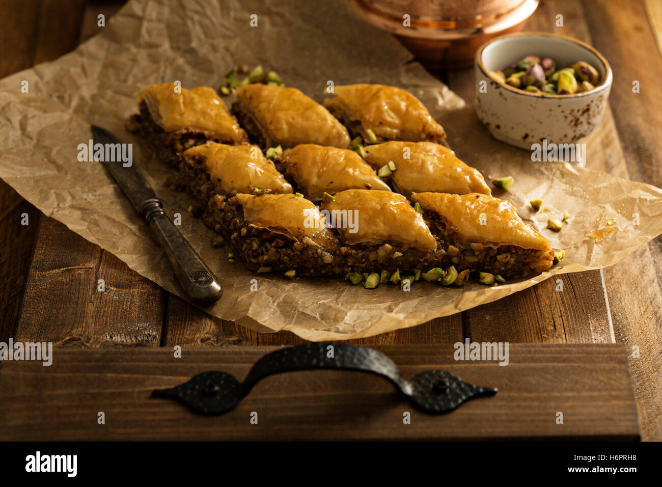 Homemade baklava with pistachios and hazelnuts Stock Photo Alamy