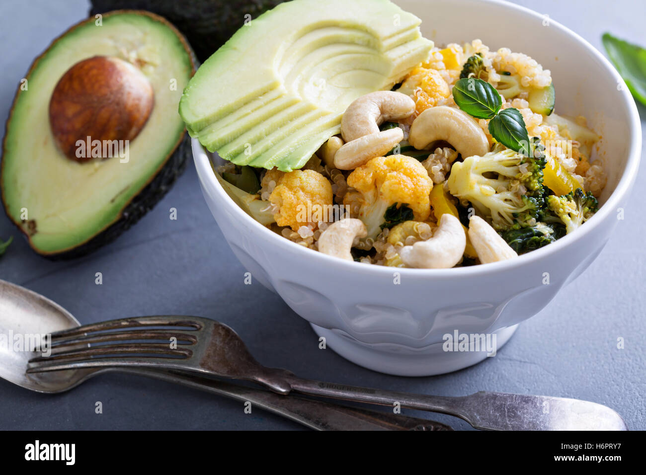 Healthy vegan curry with quinoa Stock Photo