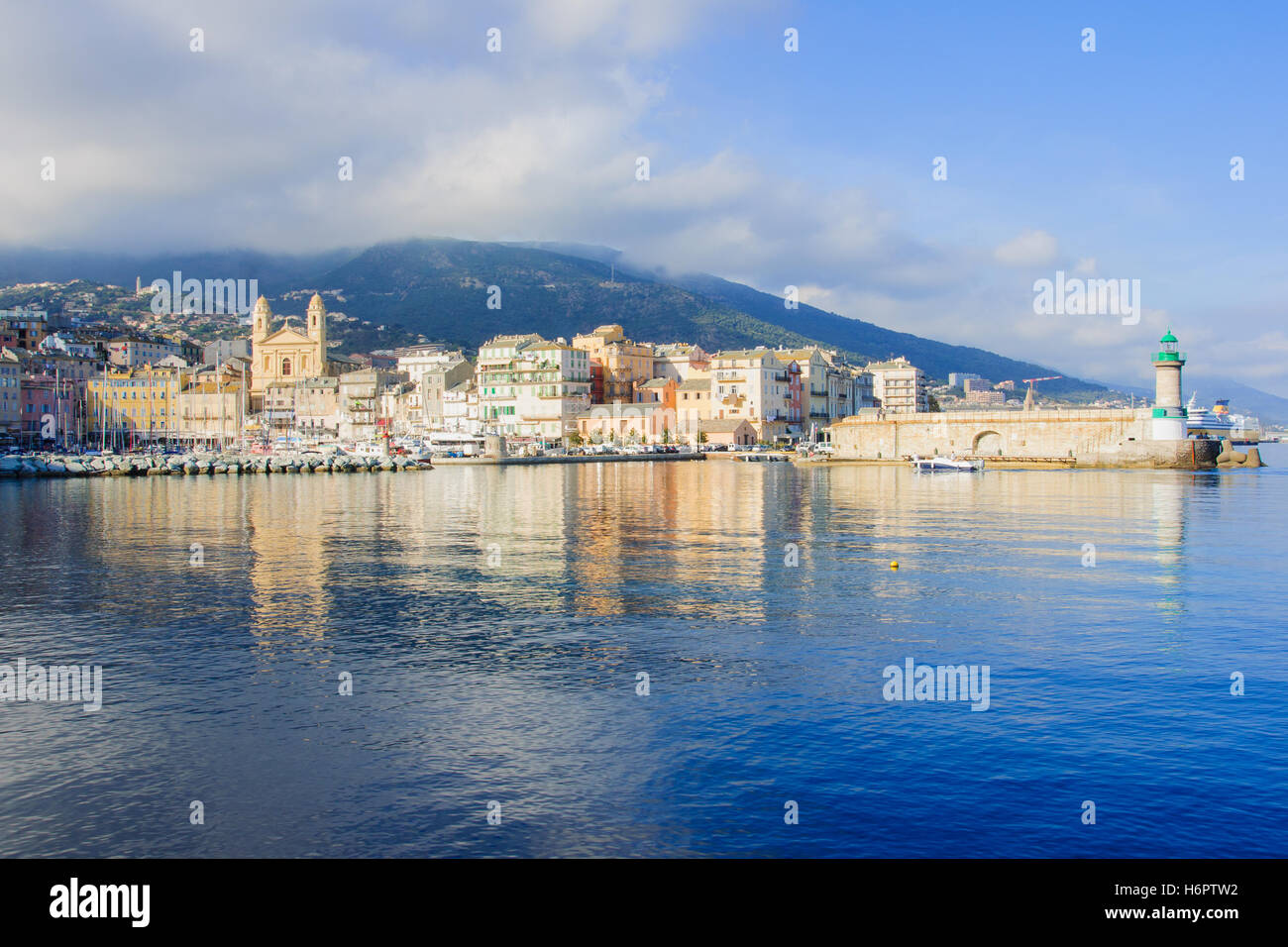 The old port (the Vieux Port), in Bastia, Corsica, France. Stock Photo