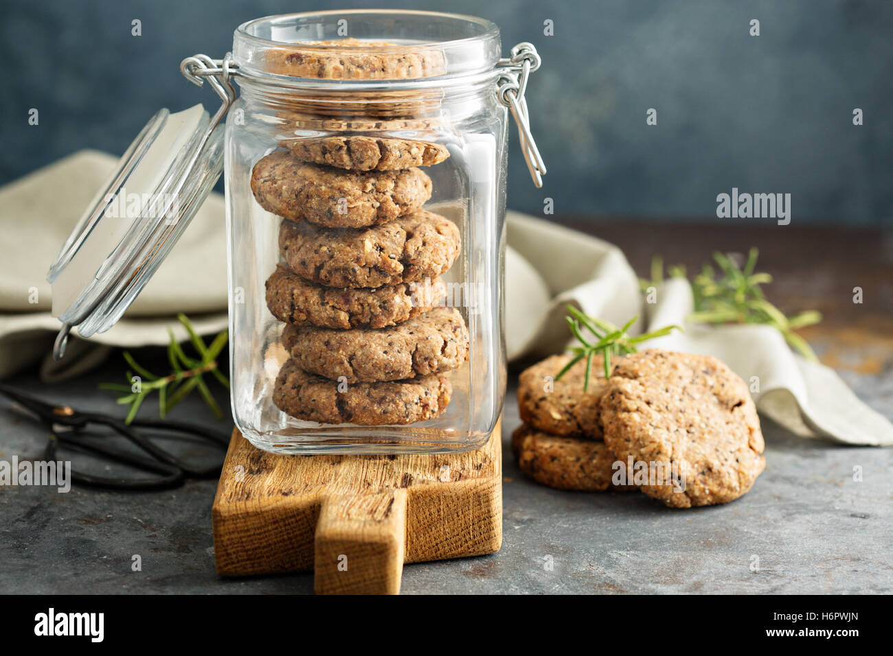 Healthy cookies in a glass jar Stock Photo Alamy
