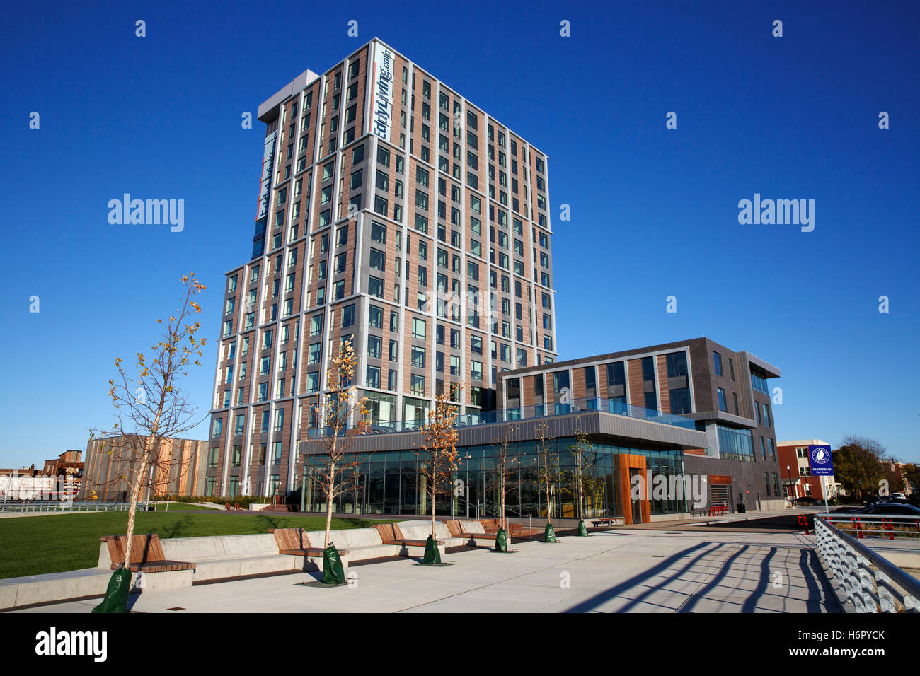 New waterfront luxury apartment building, East Boston, Massachusetts Stock Photo
