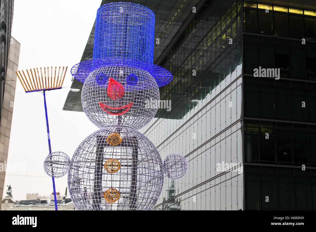 lighted snowman in berlin Stock Photo