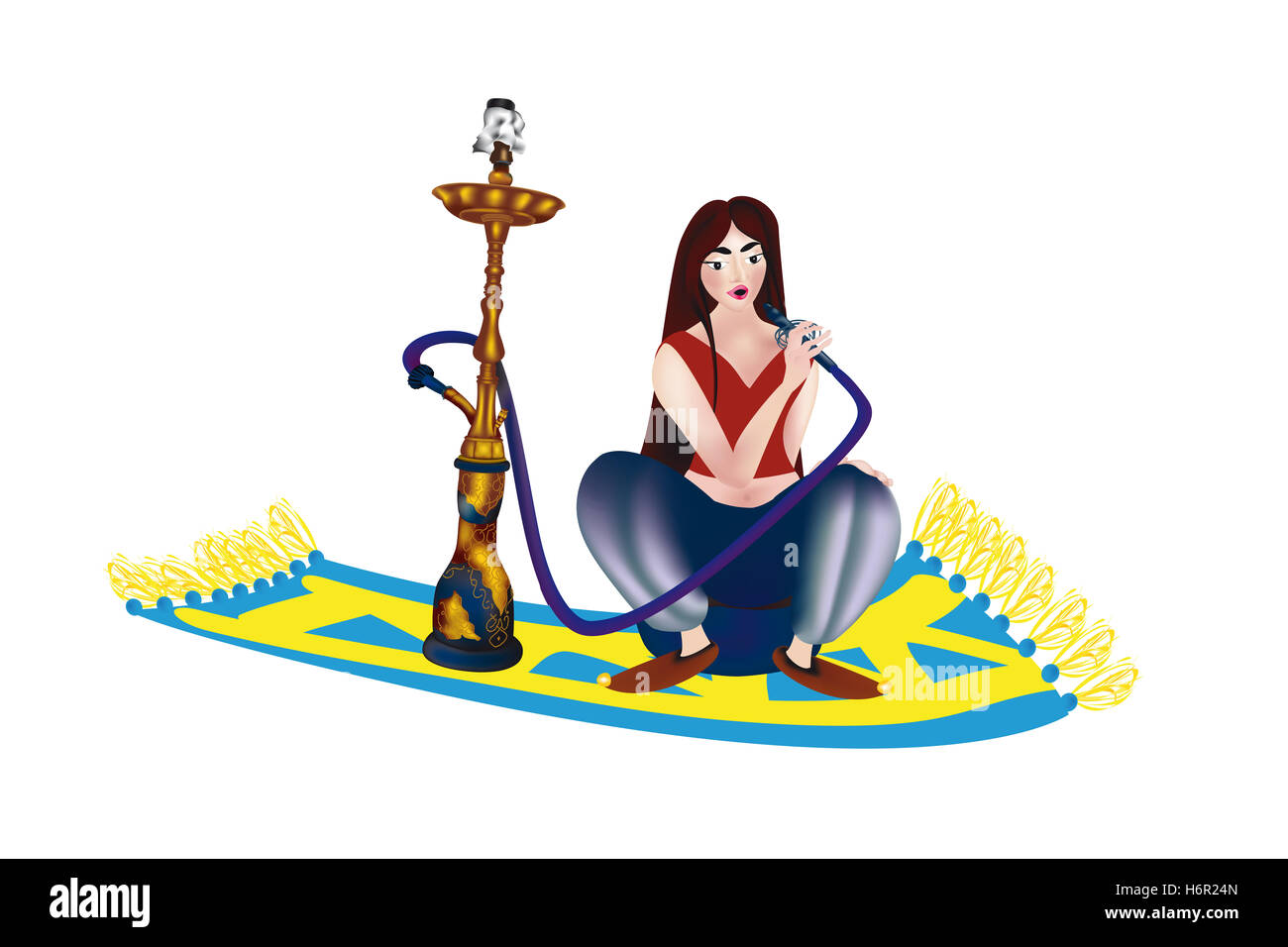 girl with hookah Stock Photo Alamy