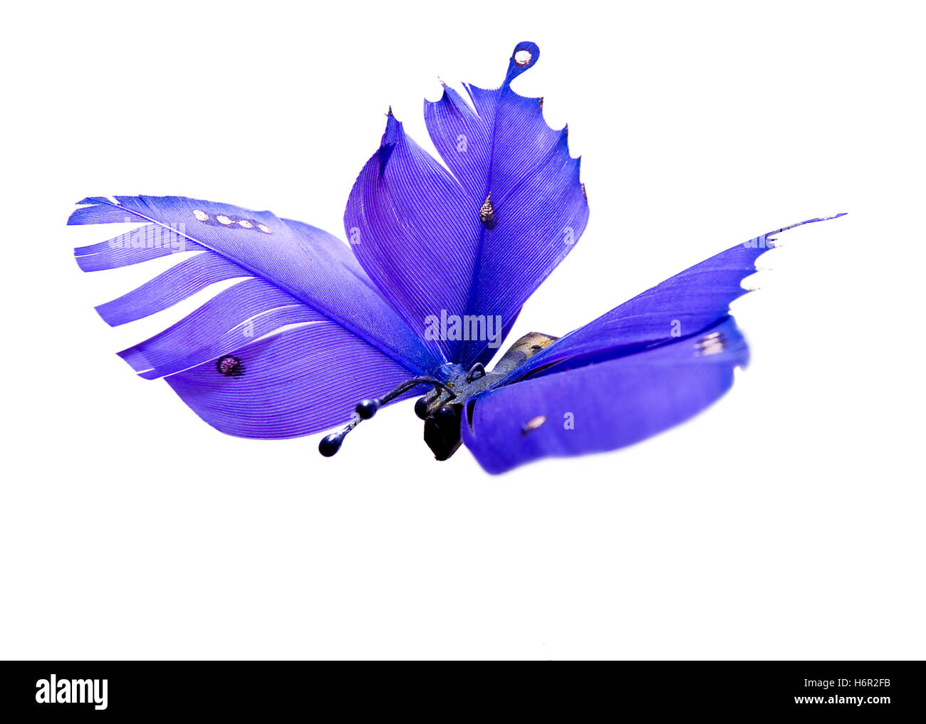 Blue Fake Butterfly Isolated White Background Stock Photo