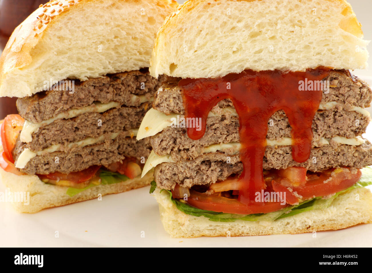 Triple hamburger hires stock photography and images Alamy