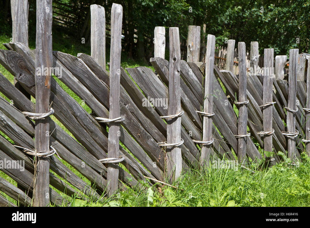 old wooden fence in south tyrol Stock Photo