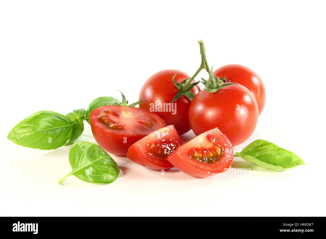 tomatoes and basil Stock Photo