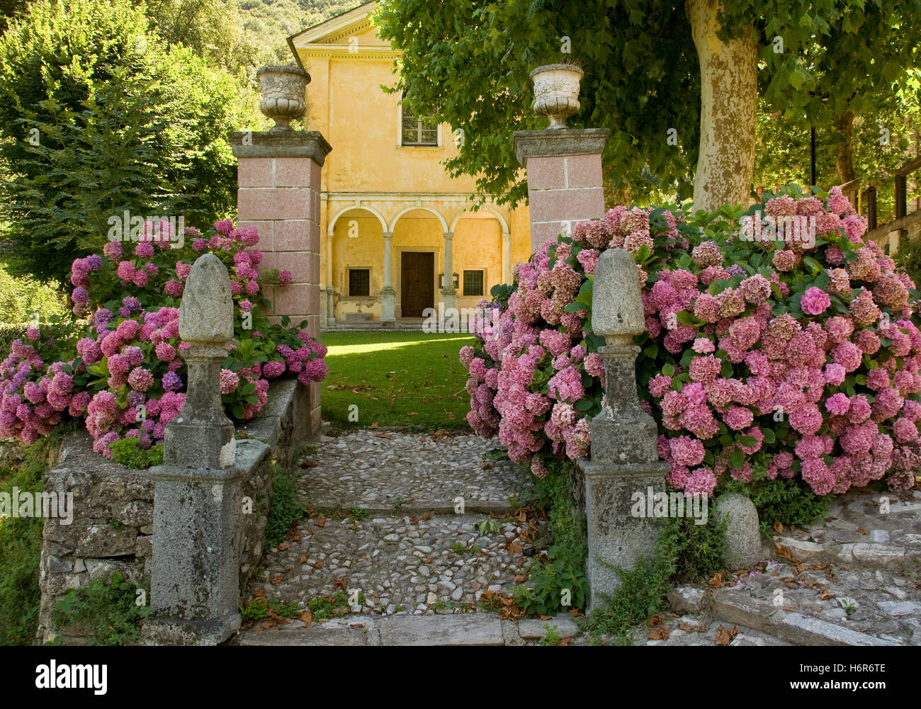 church in sant anna lake como Stock Photo