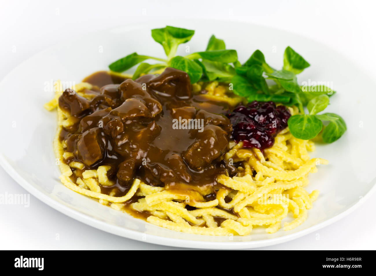Deer ragout with spaetzle hi-res stock photography and images - Alamy