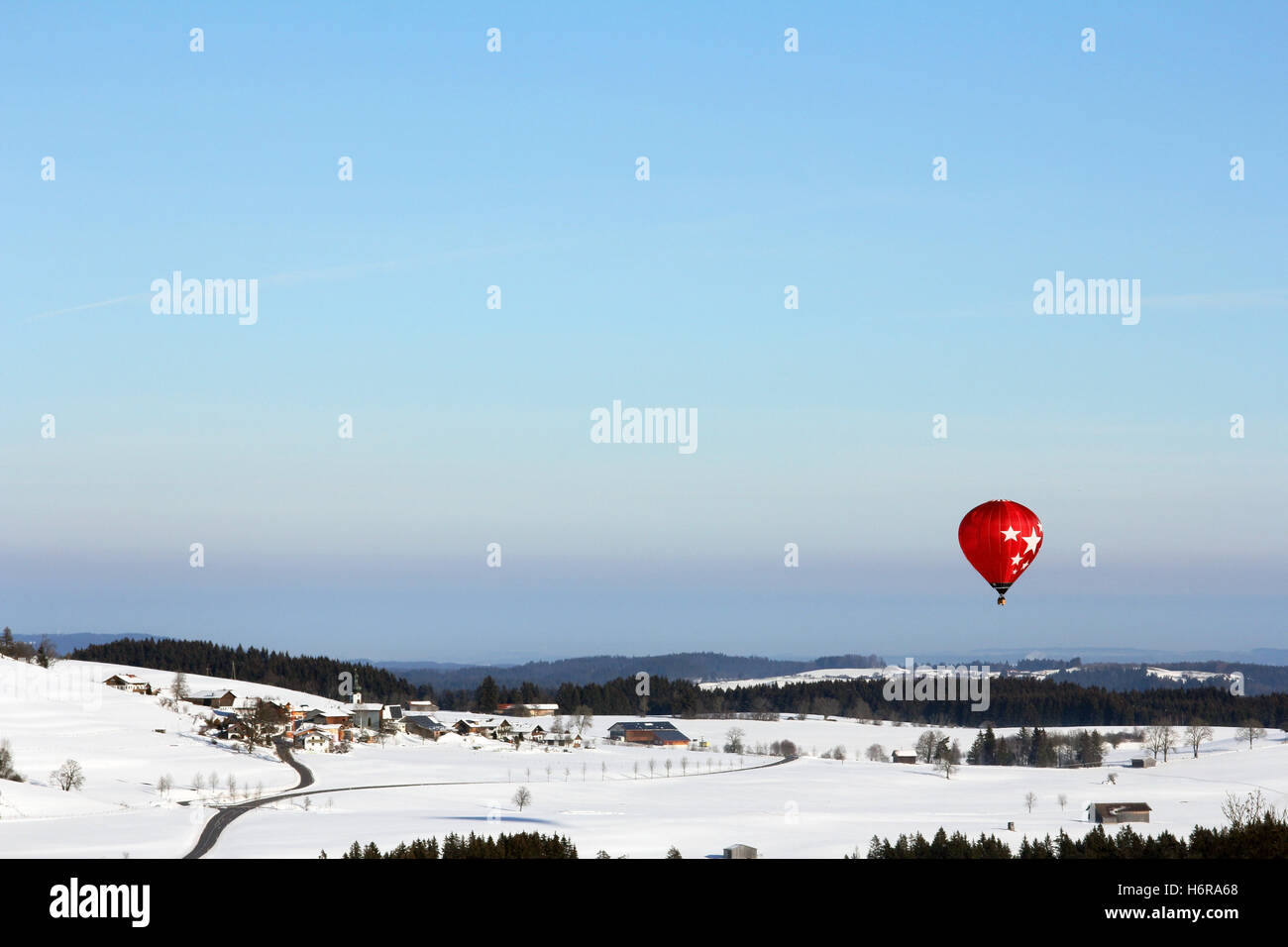 a hot air balloon ride over the oberallgau Stock Photo