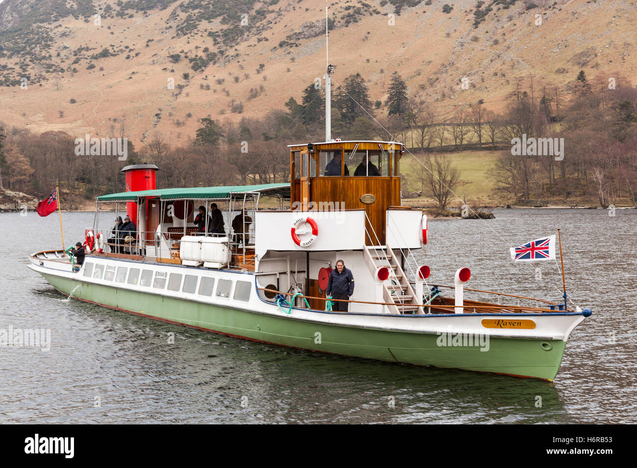 Raven, an Ullswater steamer, Lake Ullswater, Glenridding, Lake District, Cumbria, England Stock Photo