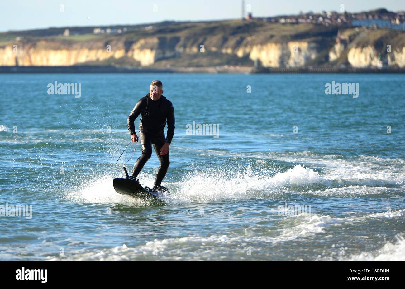 Seaford, Sussex, UK. 31st October, 2016. Electric jet surfboarders enjoying the warm 20 degree weather Credit:  Peter Cripps/Alamy Live News Stock Photo