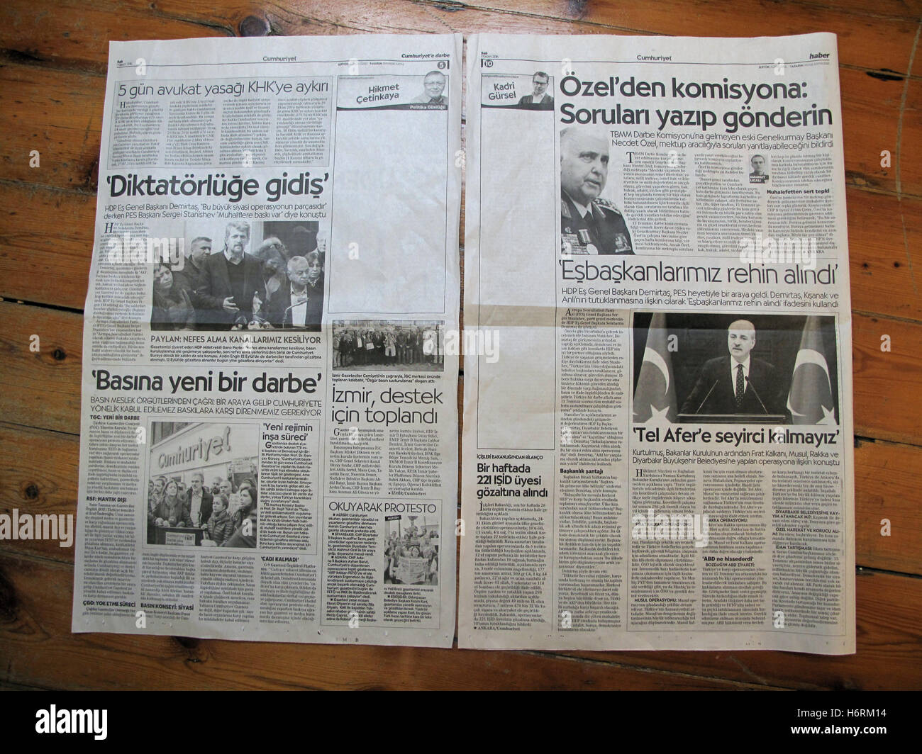 The Turkish oppositional newspaper 'Cumhuriyet' ('Republic') with blank ...