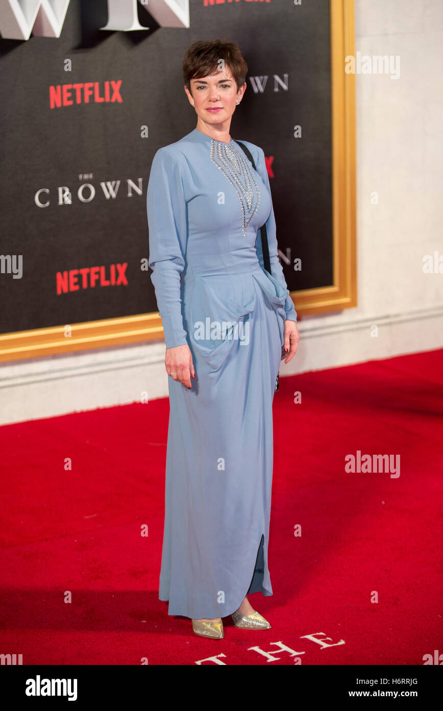 London, UK. 1st November, 2016. Victoria Hamilton attends the World Premiere of new Netflix Original series 'The Crown' at Odeon Leicester Square on November 1, 2016 in London, England. Credit:  Gary Mitchell/Alamy Live News Stock Photo
