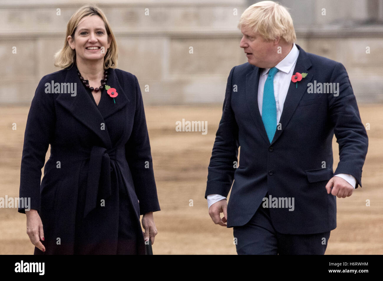London, UK. 1st November, 2016. Amber Rudd and Boris Johnson walk ...