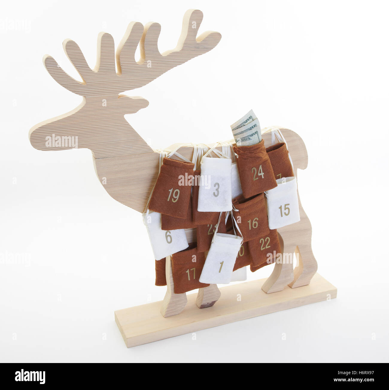 reindeer christmas calendar with dollar Stock Photo Alamy