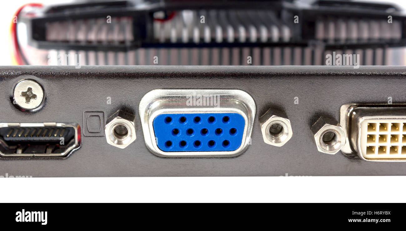 VGA video card connector for connecting modern monitor Stock Photo