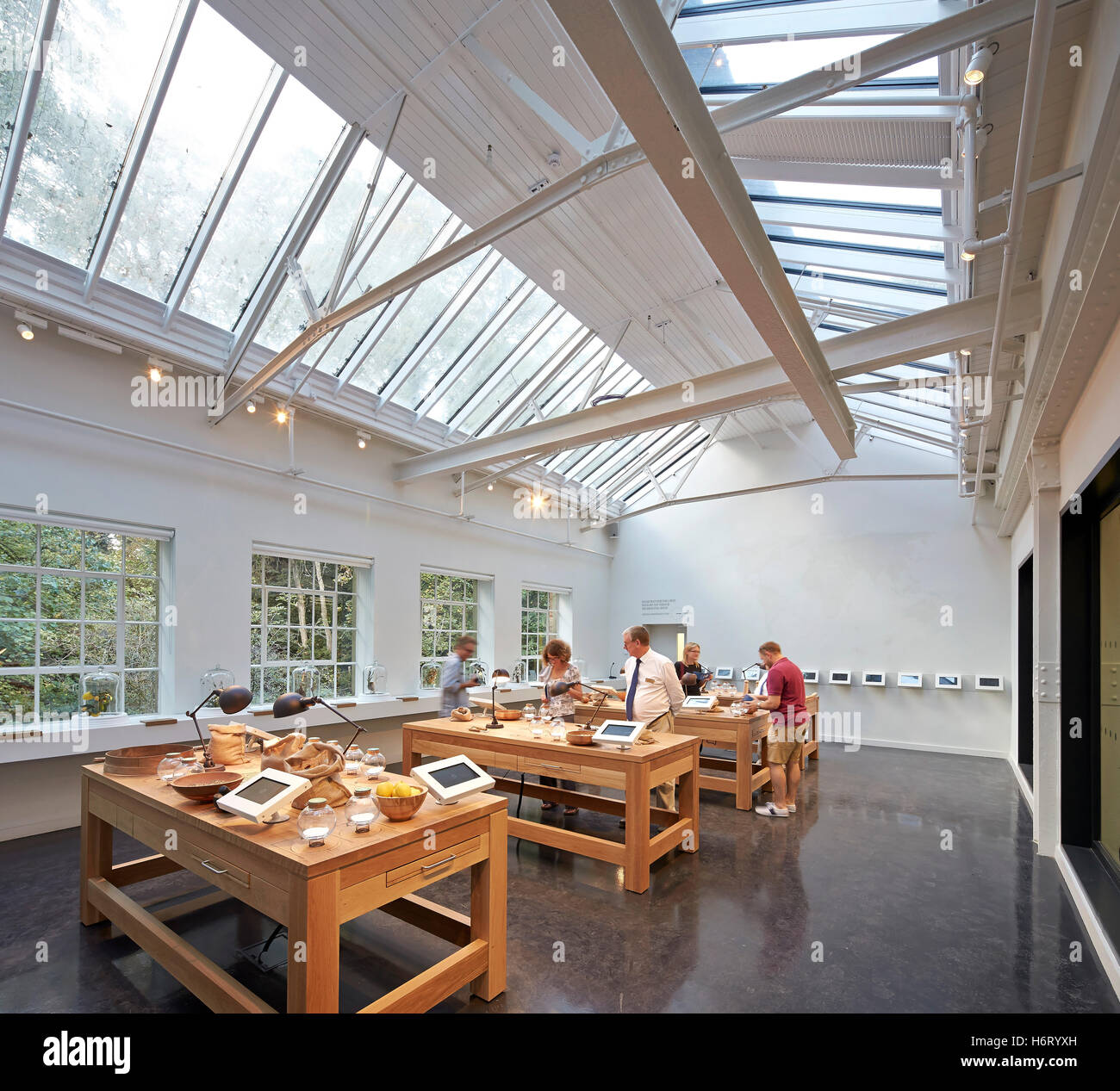 Specimen room with skylight. Bombay Sapphire Distillery, Laverstoke, United Kingdom. Architect: Heatherwick, 2014. Stock Photo