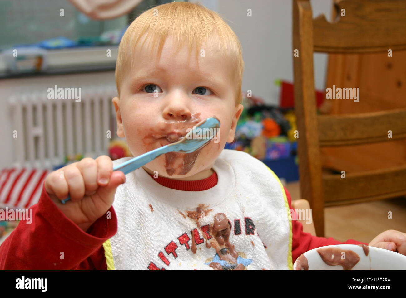 small child eats Stock Photo