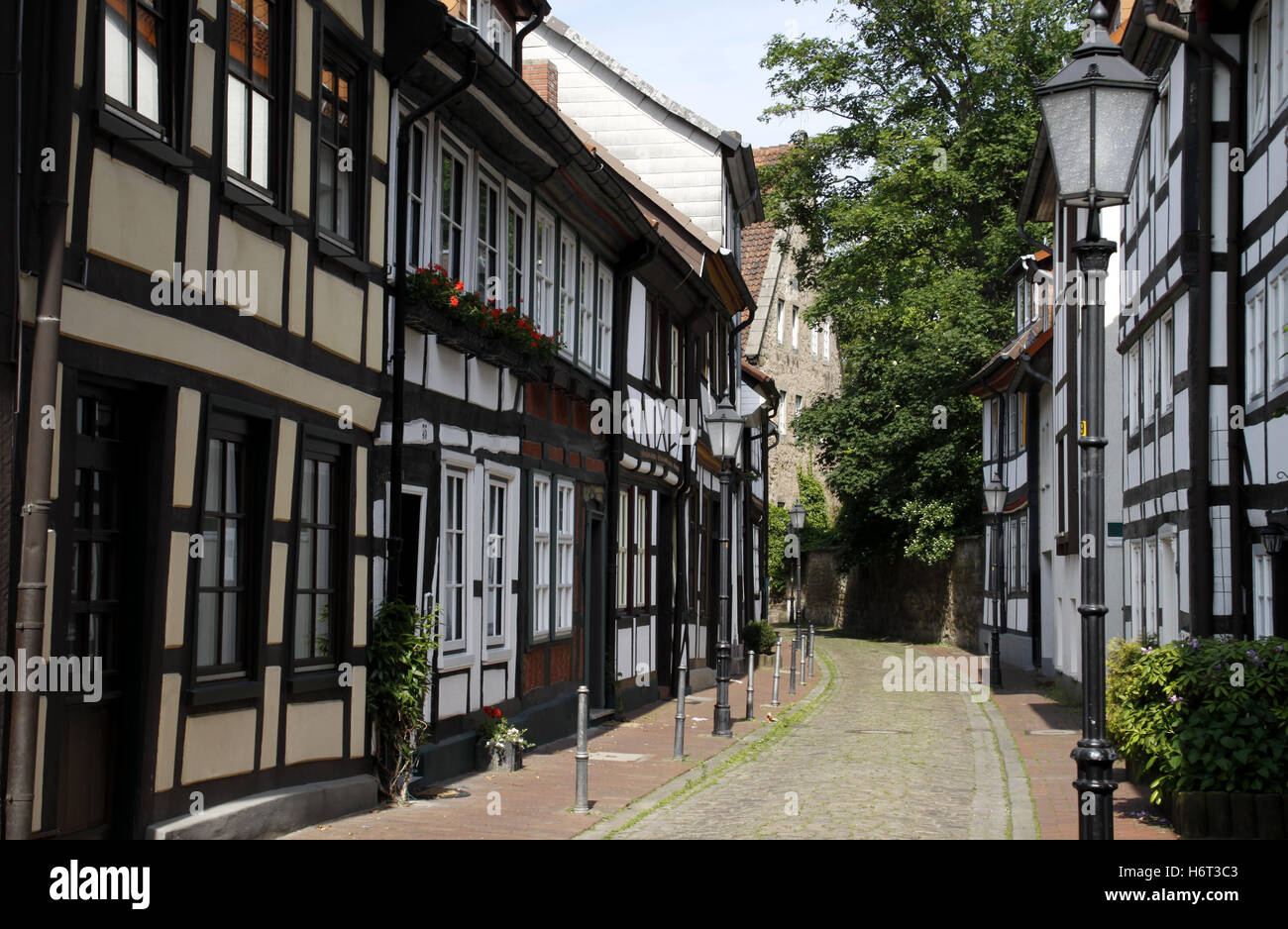 houses old town houses city town old town germany german federal republic lower saxony ratter hameln groÃŸehofstraÃŸe Stock Photo