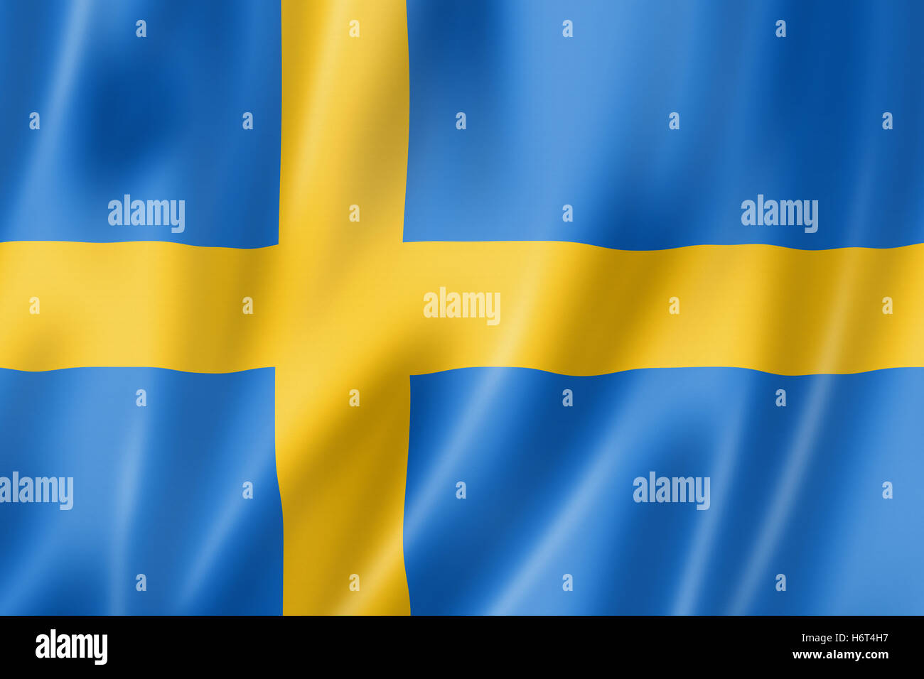 sweden flag textile swedish blue model design project concept plan draft closeup europe sweden illustration flag front view Stock Photo
