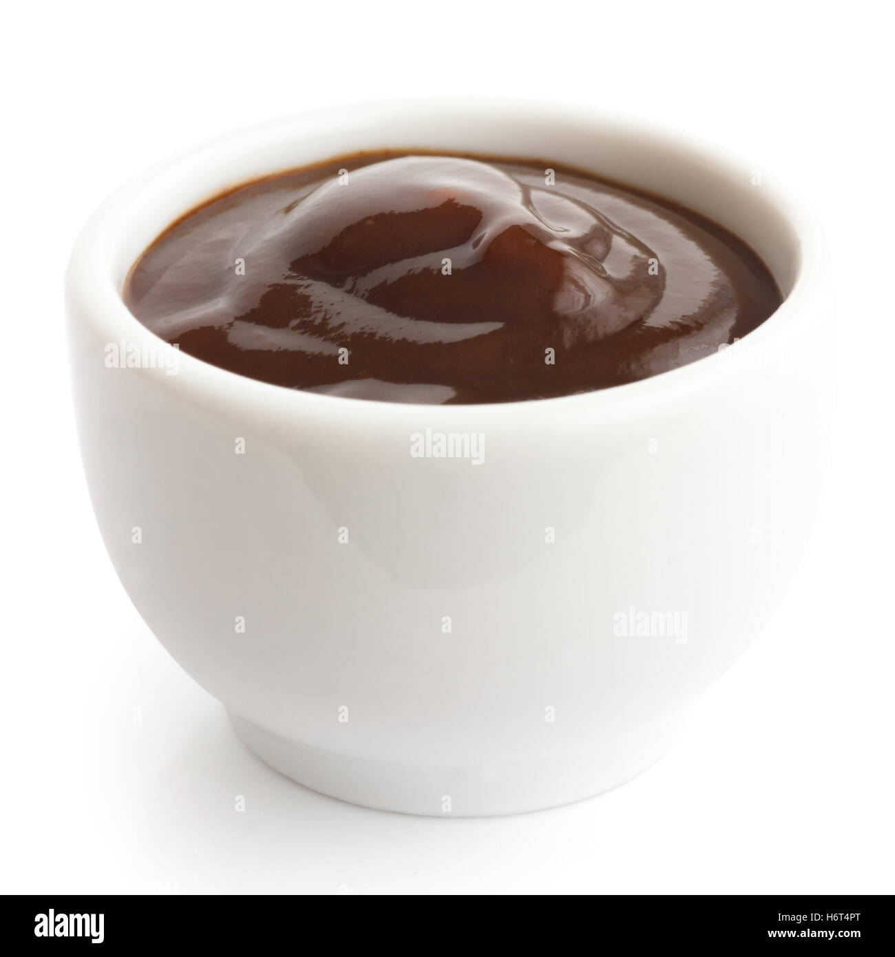 English brown sauce in small white dish Stock Photo Alamy