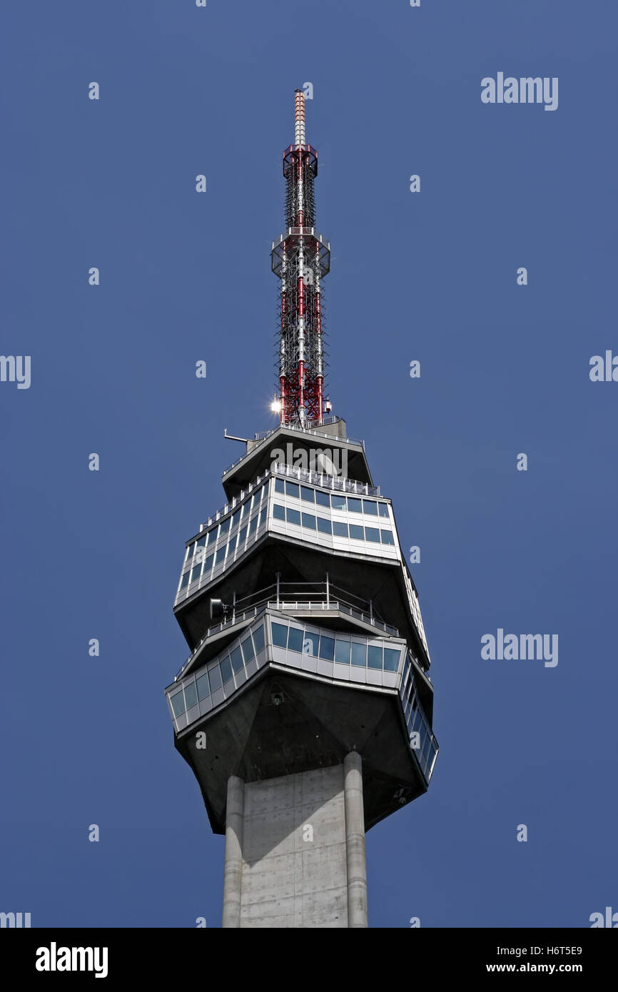 Television antenna tower. Television signal broadcast tower. Stock Photo