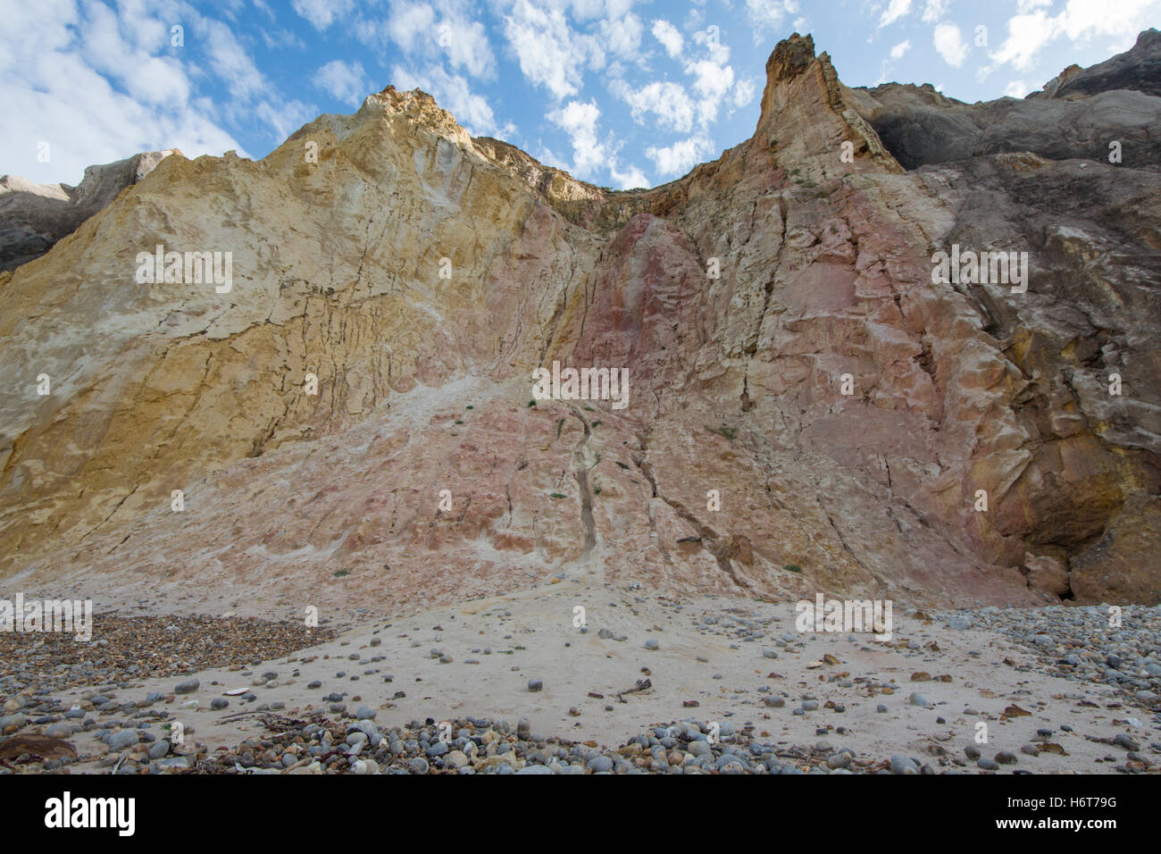 Cliffs of coloured sand. Alum Bay, Isle of Wight, UK Stock Photo