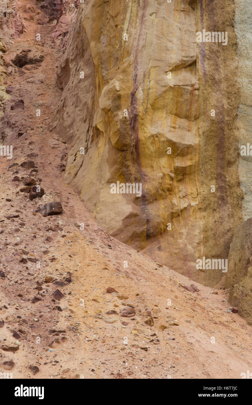 Cliffs of coloured sand. Alum Bay, Isle of Wight, UK Stock Photo