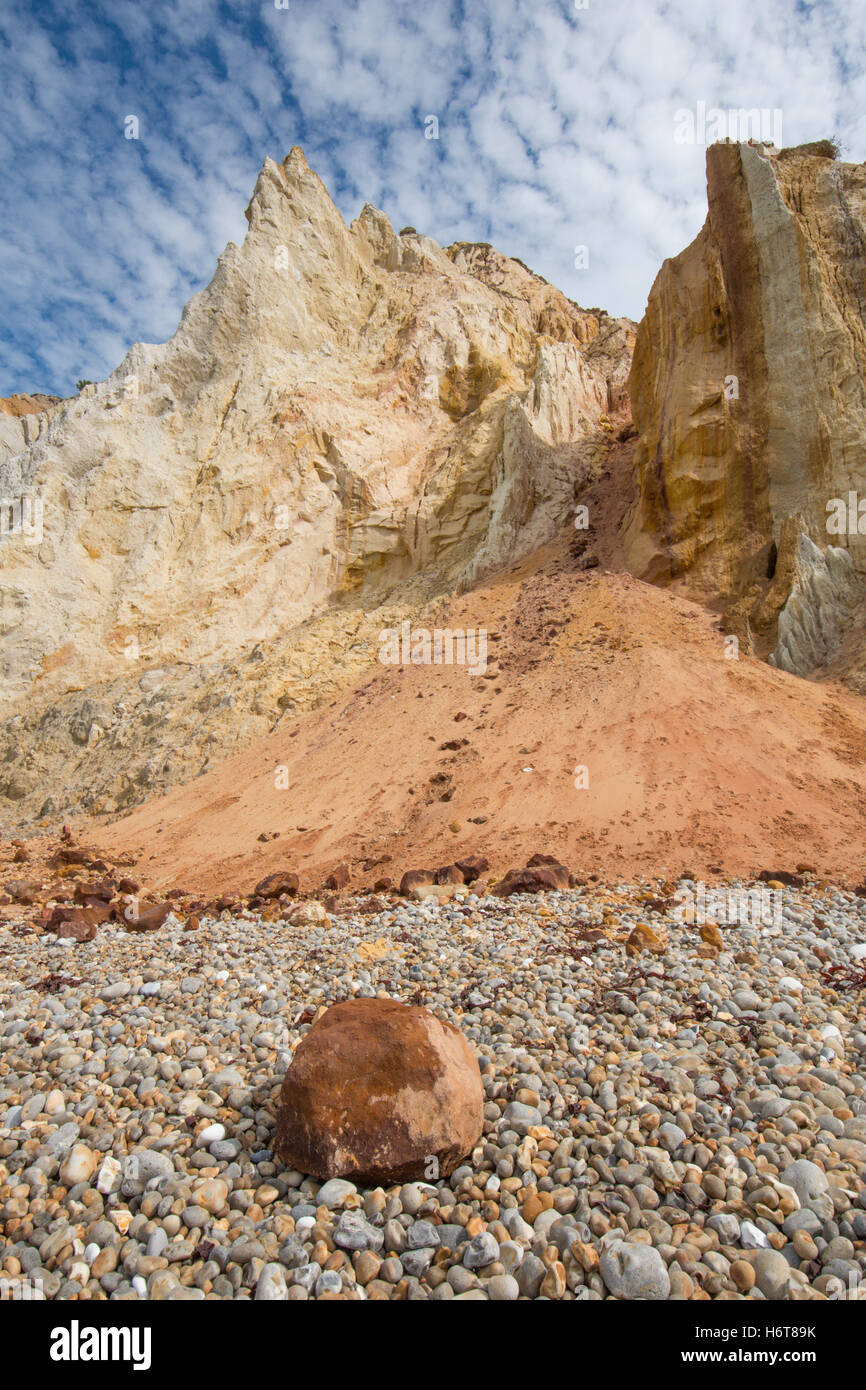 Cliffs of coloured sand. Alum Bay, Isle of Wight, UK Stock Photo