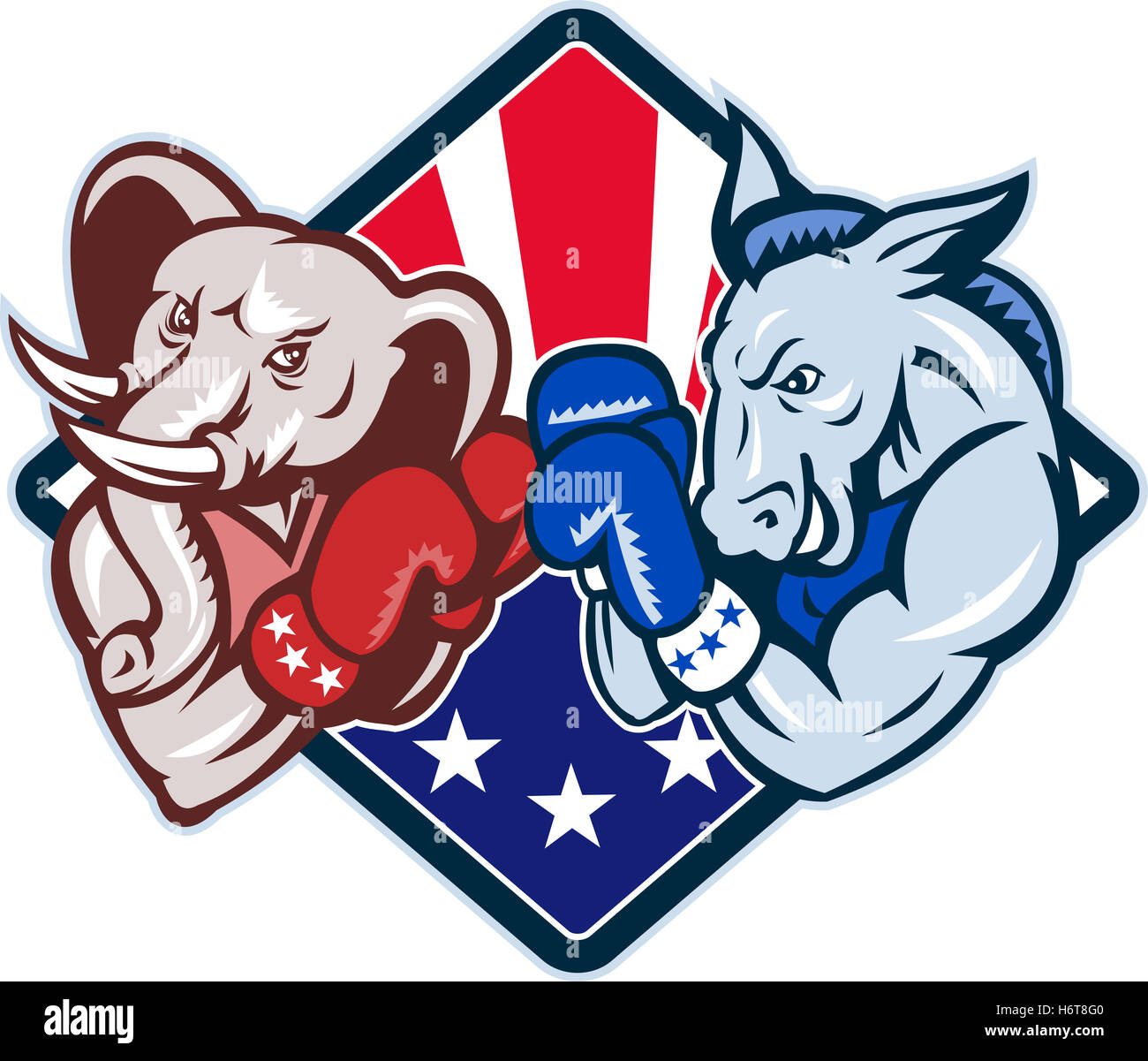 political graphics american horse animal elephant illustration flag donkey politics retro gloves boxer elections mascot Stock Photo