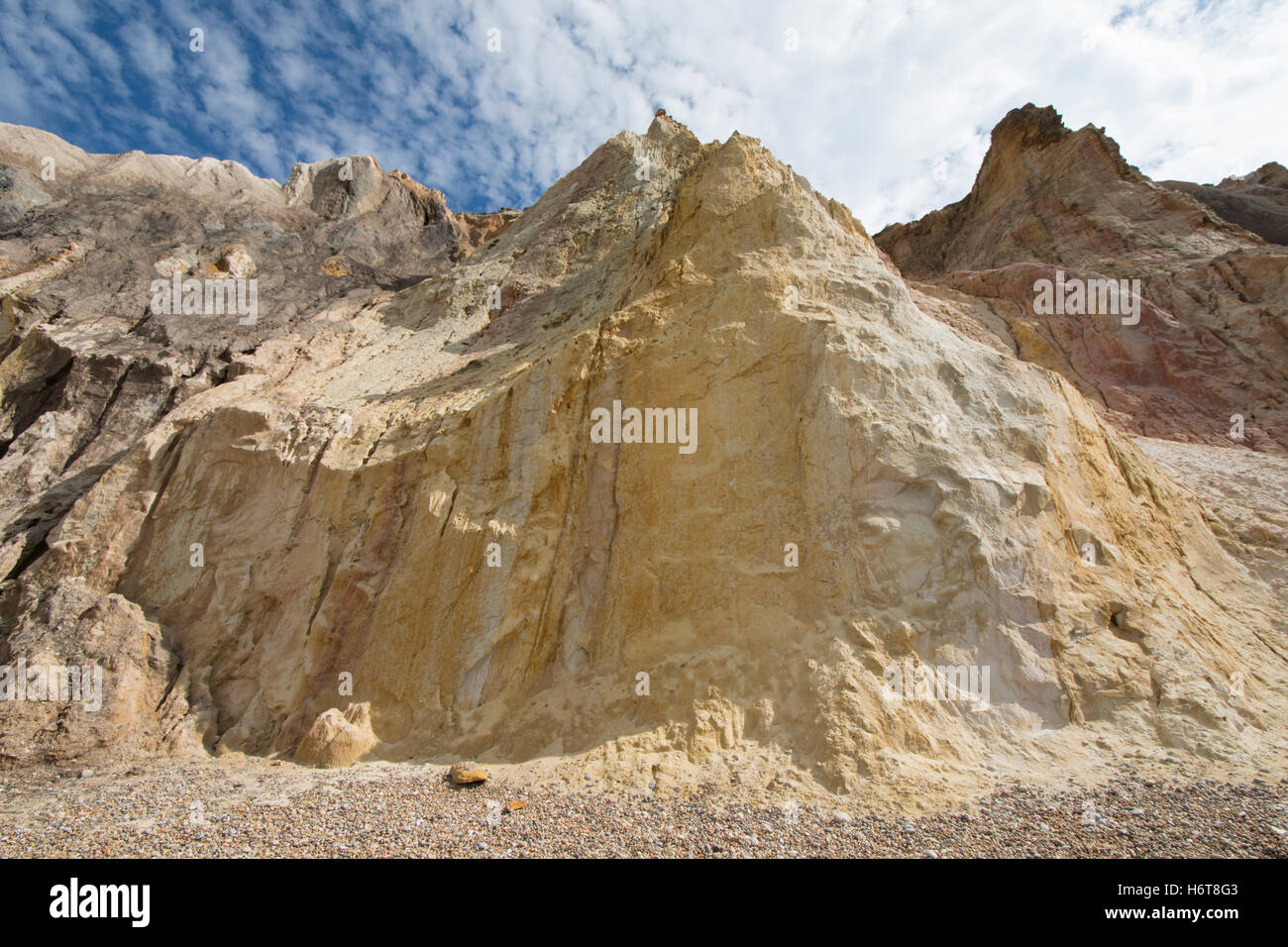 Cliffs of coloured sand. Alum Bay, Isle of Wight, UK Stock Photo