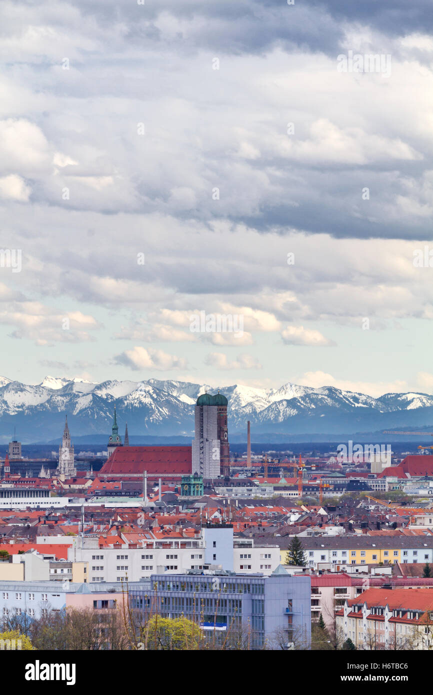 munich with hairdryer with alpenblick Stock Photo
