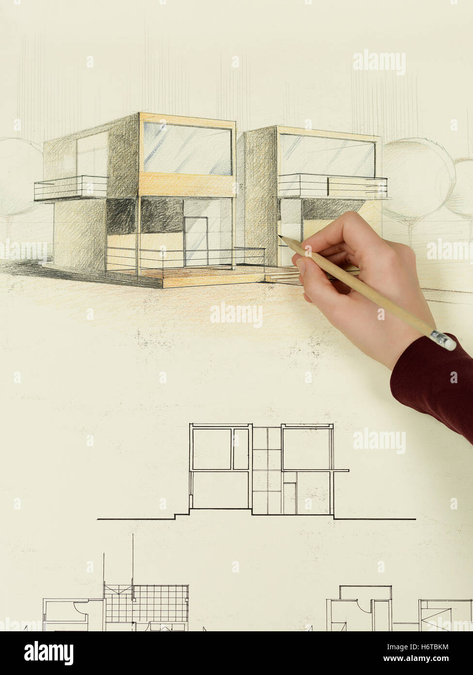 Floor plan drawings colour hi-res stock photography and images - Alamy