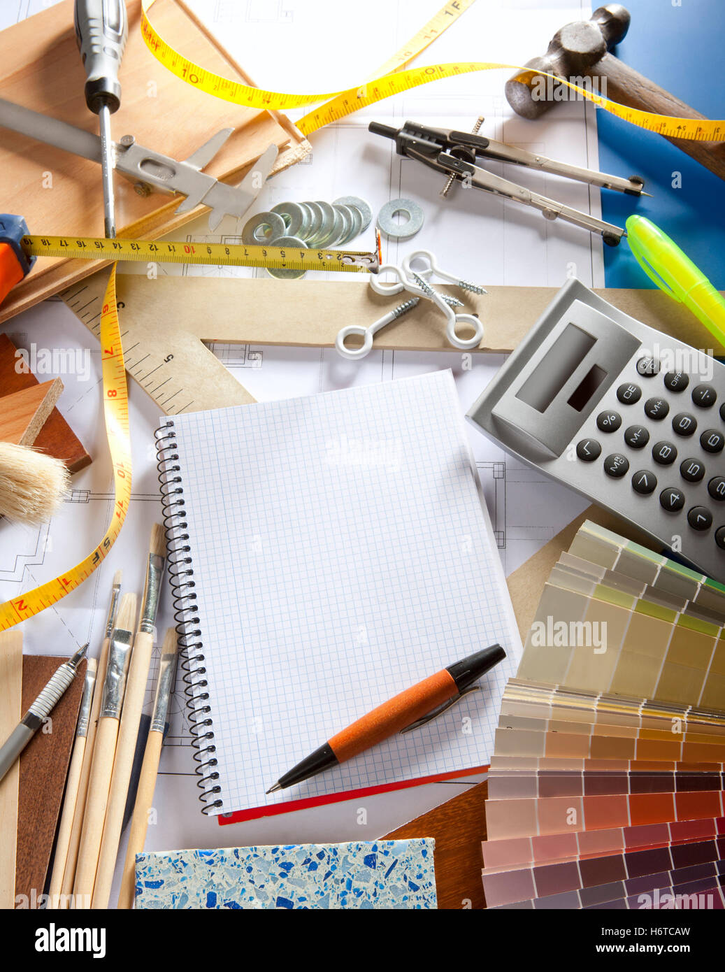 house building office book desk tools architectural colour model design