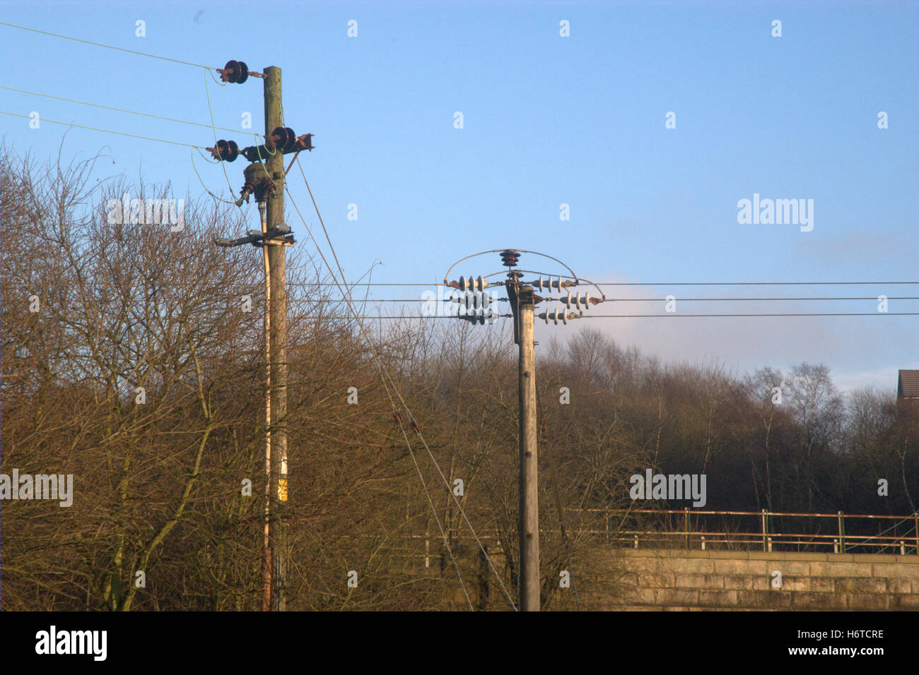 Power Lines, Burrs Country Park Stock Photo