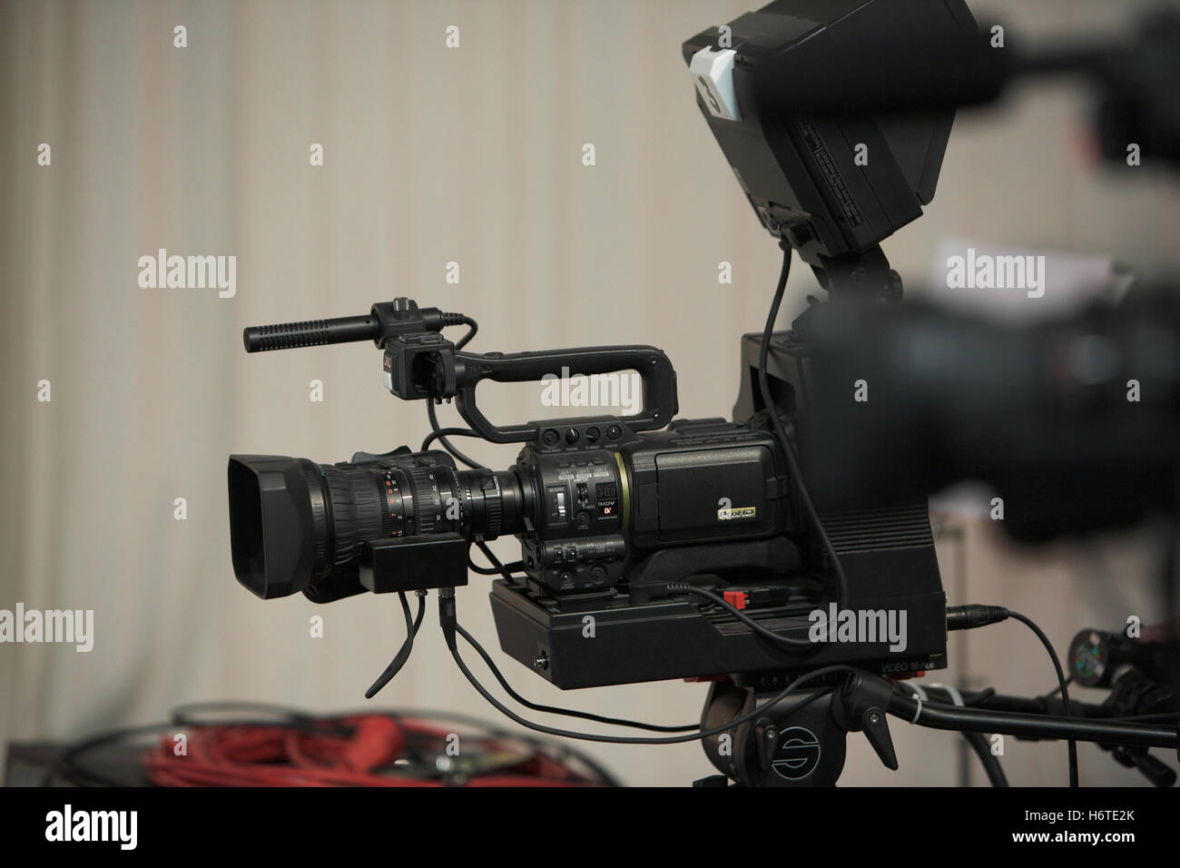 video camera in tv studio Stock Photo Alamy