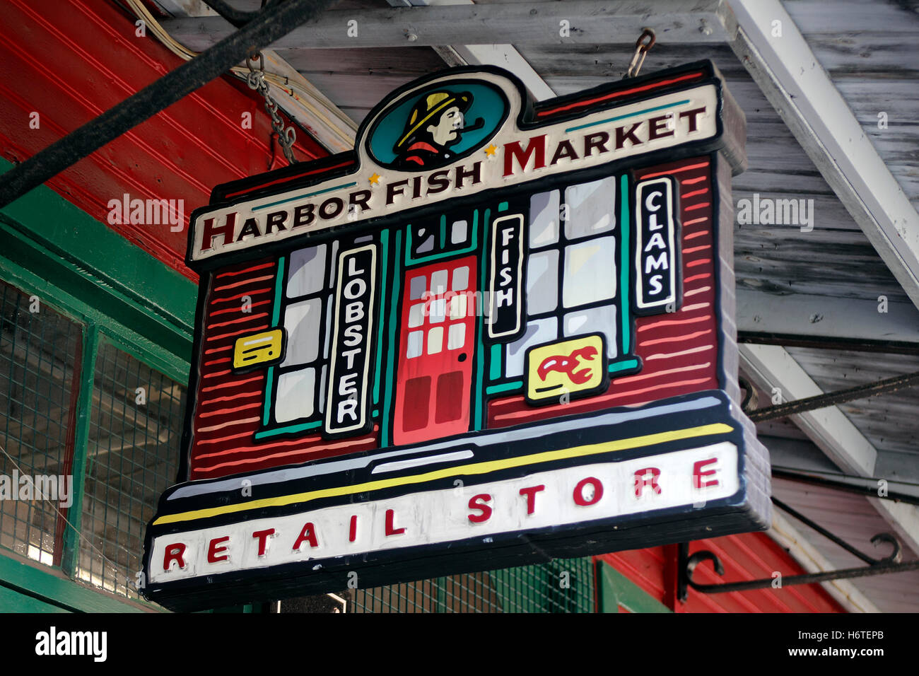 Portland Fish Sign Lobster fish market sign carved wood fishing port industry Portland ...