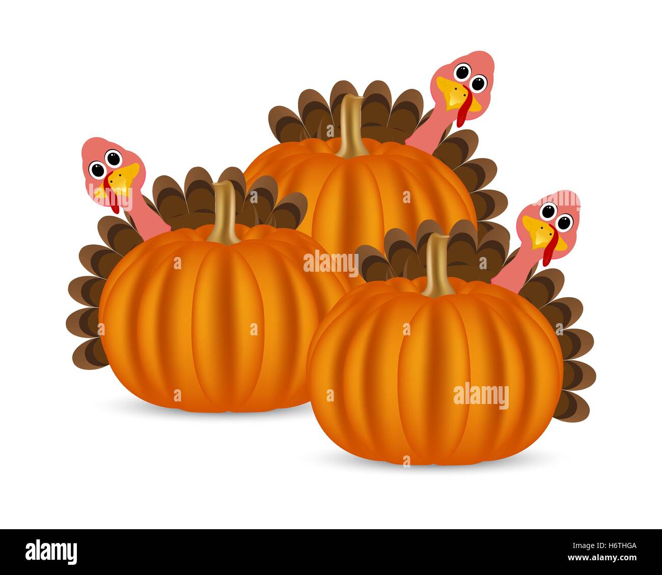 Turkeys cartoon with pumpkins on the feast day Stock Vector Image & Art ...