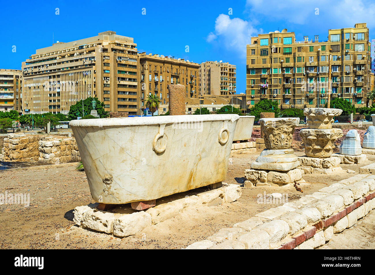 The beautiful marble bath in archaeological site of Alexandria, Egypt. Stock Photo
