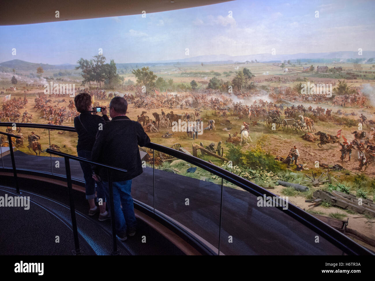 The Gettysburg Cyclorama  is a 360 degree painting depicting Pickett's Charge at the Battle of Gettysburg on July 3, 1863. Stock Photo