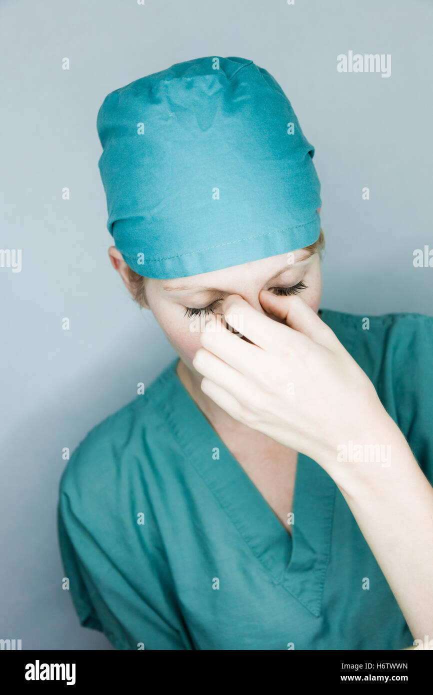 doctor physician medic medical practicioner humans human beings people folk persons human human being woman women hat portrait Stock Photo